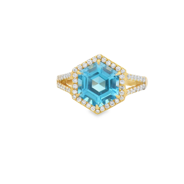 Blue Topaz & Diamond Ring