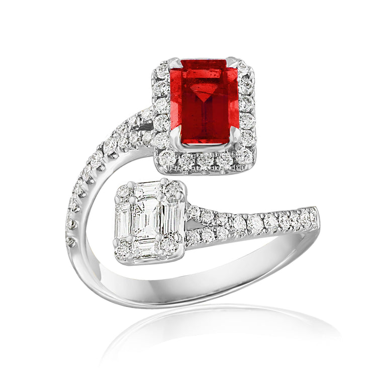 Ruby & Diamond Bypass Ring