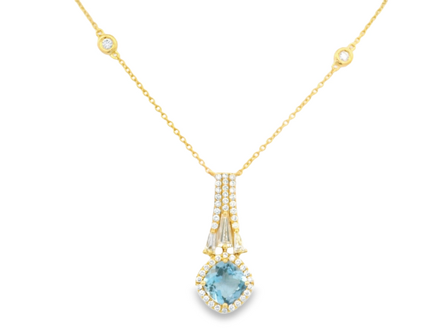 Aquamarine & Diamond Pendant