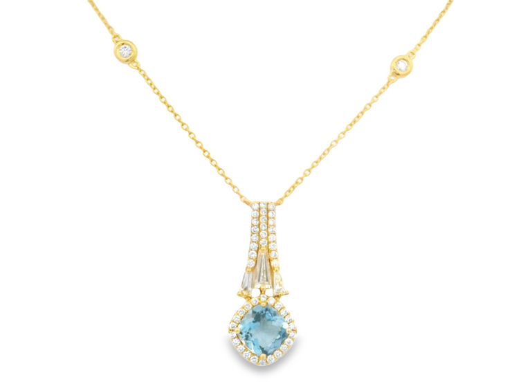 Aquamarine & Diamond Pendant