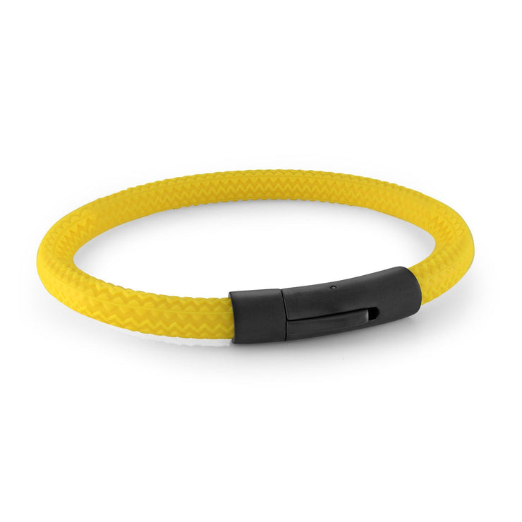 Yellow Tire Rubber Bracelet with Black Clasp