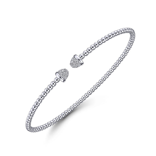GABRIEL & CO - Bujukan Bead Cuff Bracelet with Diamond Pave Caps