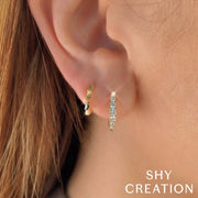 SHY CREATION - DIAMOND OCTOGON HOOP EARRINGS