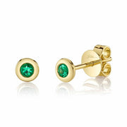 SHY CREATION - BEZEL SET EMERALD STUD EARRINGS