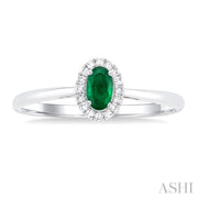 Oval Shape Emerald & Halo Diamond Ring