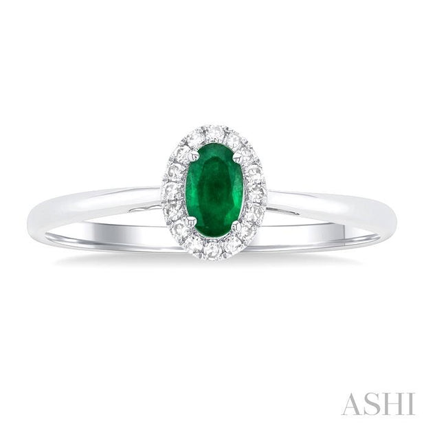 Oval Shape Emerald & Halo Diamond Ring