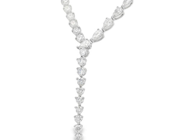 Pear & Round Diamond Y Necklace
