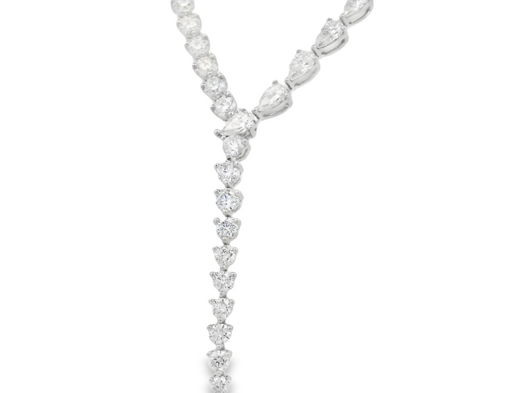 Pear & Round Diamond Y Necklace