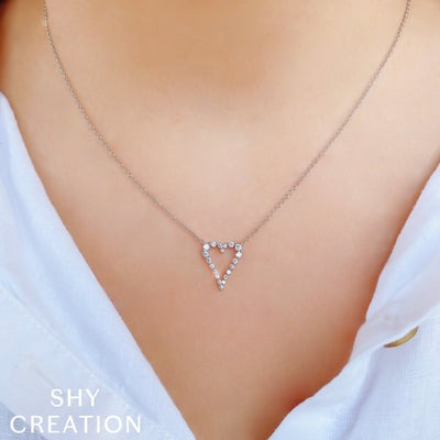 Shy Creation - Open Heart Diamond Pendant