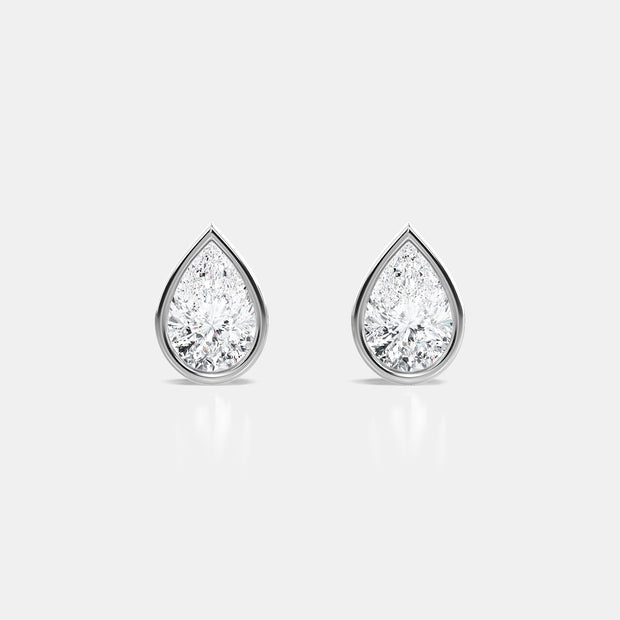 Bezel Set Pear Diamond Stud Earrings
