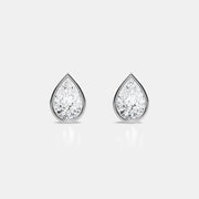 Bezel Set Pear Diamond Stud Earrings
