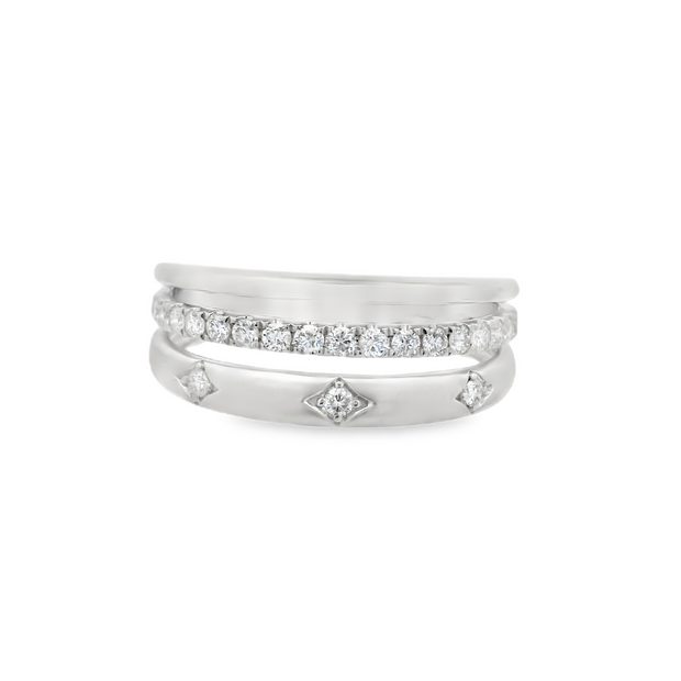 Matte 3 Row Diamond Ring