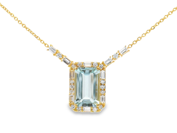 Aquamarine & Diamond Pendant