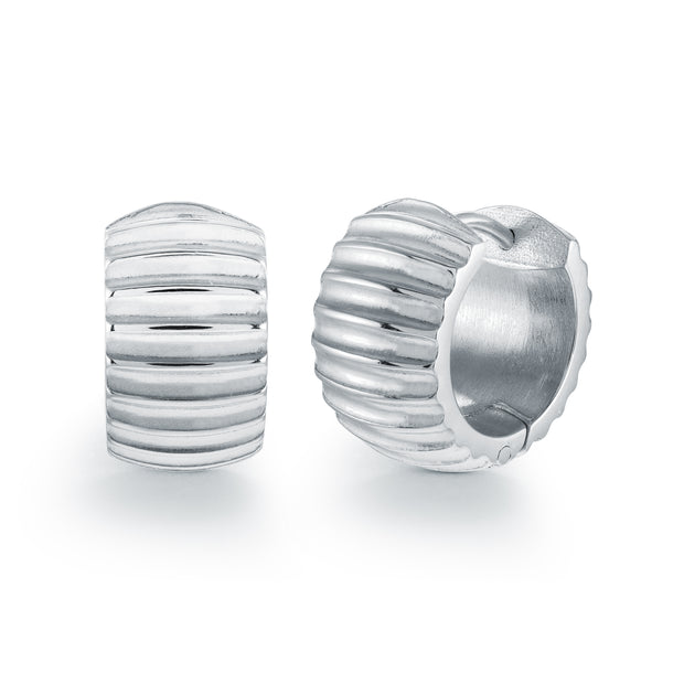 Italgem - Stainless Steel Notched Huggie Earrings