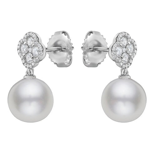 Pearl & Diamond Dangle Earrings