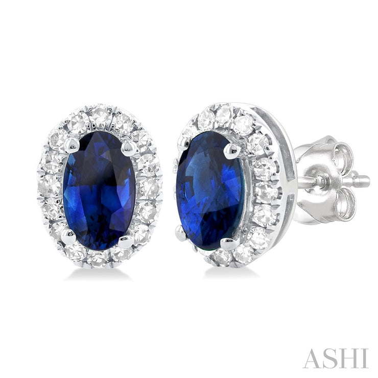 Ashi – Sapphire & Diamond Stud Earrings
