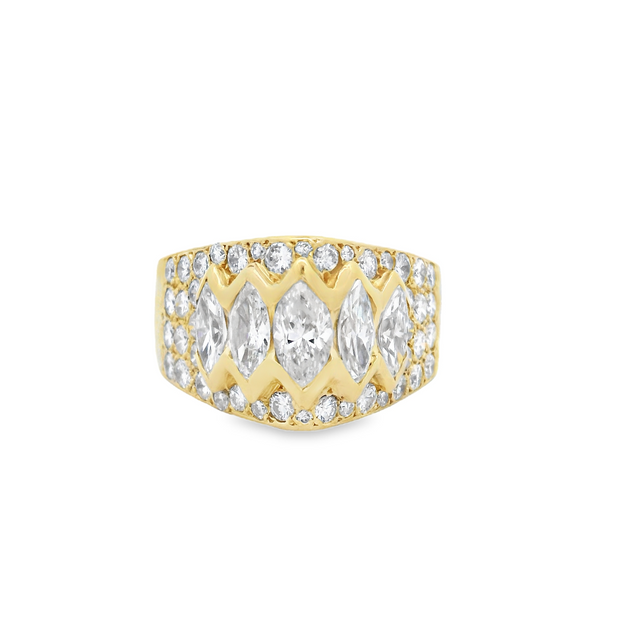 Pointed 5 Stone Marquise Diamond Ring
