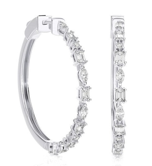 Various Shape Diamond Hoop Earrings