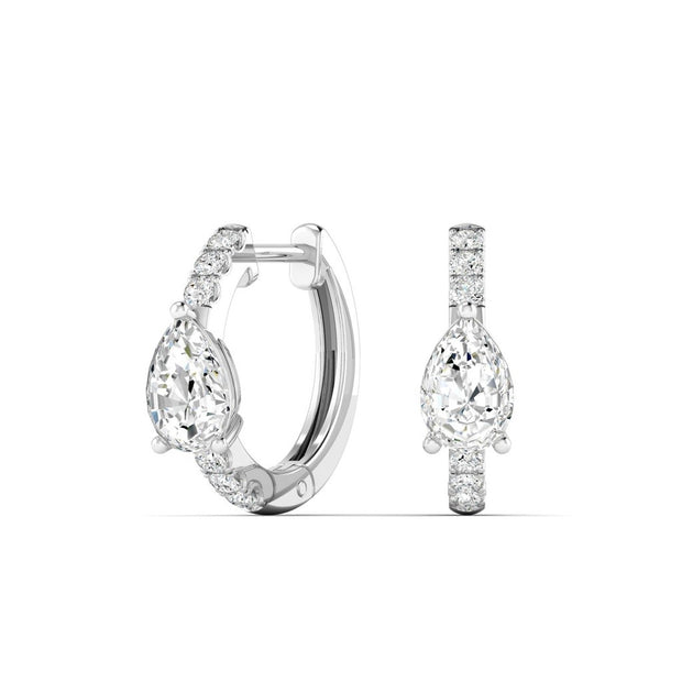 Pear Diamond Huggie Hoop Earrings