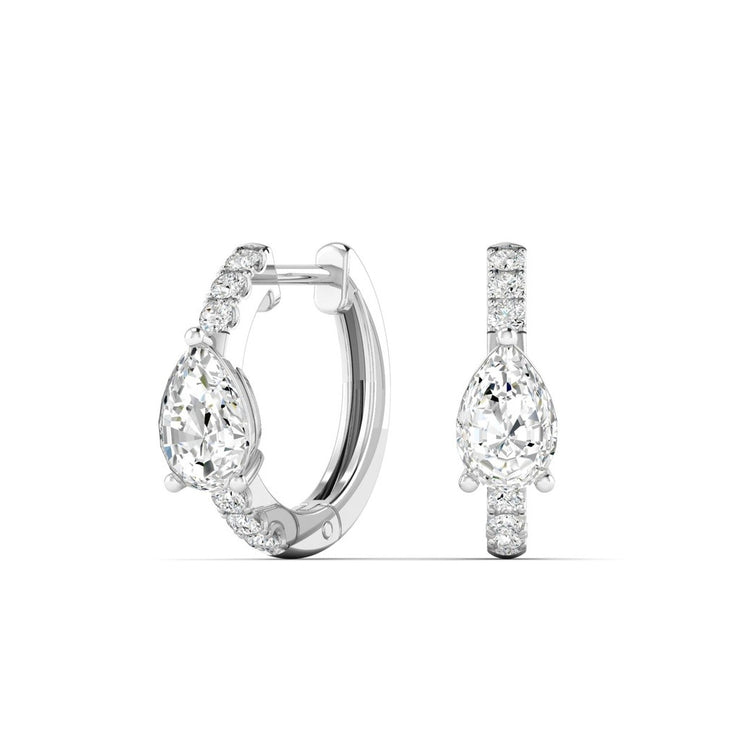 Pear Diamond Huggie Hoop Earrings