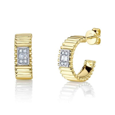 SHY CREATION - DIAMOND BAGUETTE CLUSTER HOOP EARRINGS