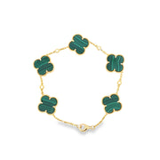 CLOVER MALACHITE AND DIAMOND BRACELET