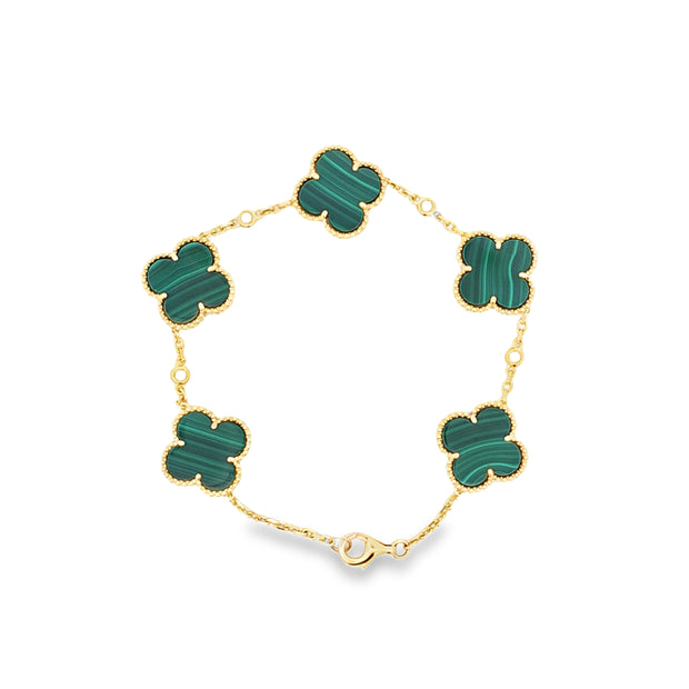 CLOVER MALACHITE AND DIAMOND BRACELET