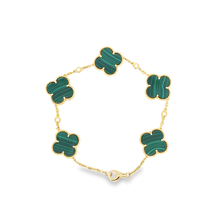 CLOVER MALACHITE AND DIAMOND BRACELET