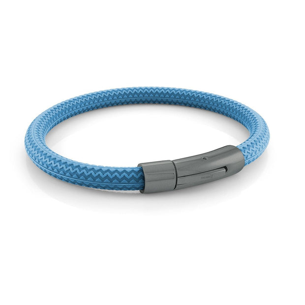 Baby Blue Tire Rubber Bracelet with Gunmetal Clasp