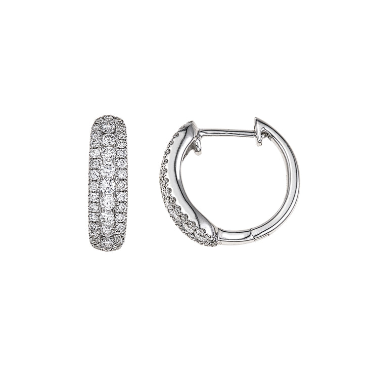 3 Row Diamond Huggie Hoop Earrings