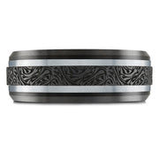 BLACK ZIRCONIUM, GOLD & CARBON FIBER MARDINI WEDDING BAND