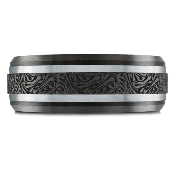 BLACK ZIRCONIUM, GOLD & CARBON FIBER MARDINI WEDDING BAND