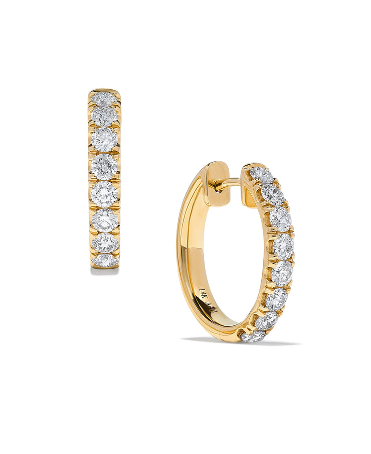 Prong Set Diamond Huggie Hoop Earrings