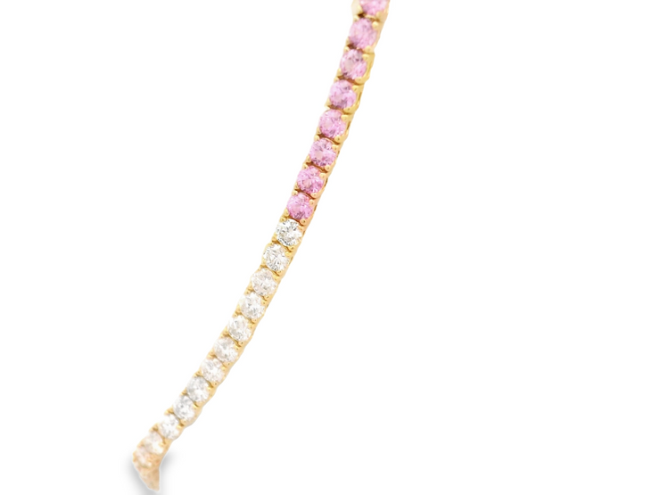 Pink Sapphire & Diamond Tennis Bracelet