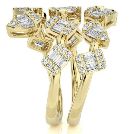 3 Row Diamond Cluster Bypass Ring