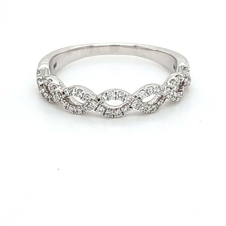 PAVE DIAMOND TWIST WEDDING BAND - 0.25 TCW