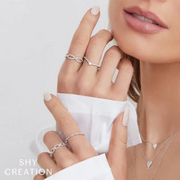 SHY CREATION - WHITE GOLD DIAMOND BEZEL FASHION RING