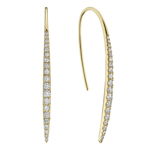 Tapered Diamond Vertical Bar Dangle Earrings