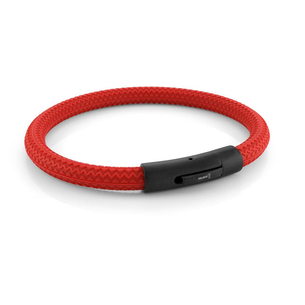 Red Tire Rubber Bracelet with Black Clasp