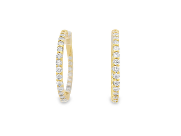 Diamond In & Out Hoop Earrings - 1 1/2 Ct