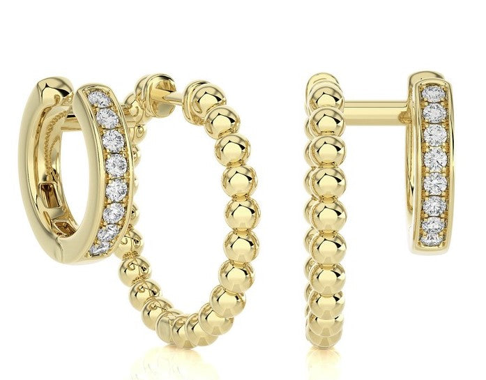 Double Hoop Diamond Hoop Earrings