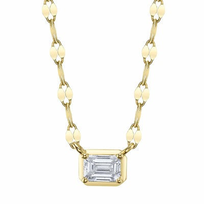 EMERALD CUT DIAMOND SOLITAIRE PENDANT -  1/5 CT