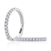 A. Jaffe- Four Prong Round Center Diamond Center Engagement Ring with Pave Band