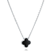 Italgem - Stainless Steel Reversible Black & Red Clover Necklace 20"