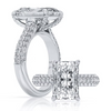 Talon Prong Set Radiant Center With 3 Rows Of Prong Set Diamonds On A Domed Band And Pave Diamonds On Prongs Engagement Ring in 14K White Gold (3ct)