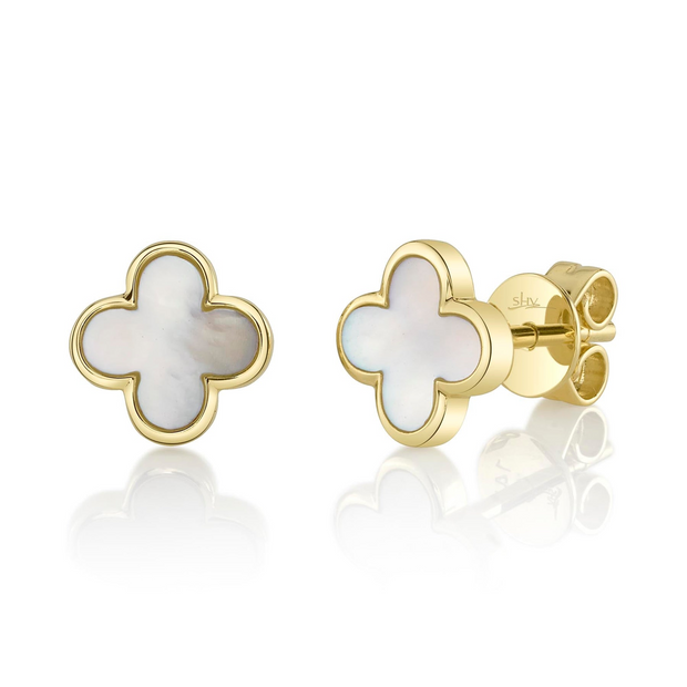 Shy Creation - Mother of Pearl Clover Post Earrings