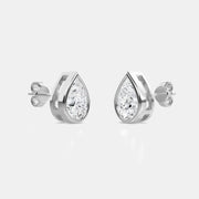 Bezel Set Pear Diamond Stud Earrings