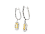 Yellow & White Diamond Dangle Earrings