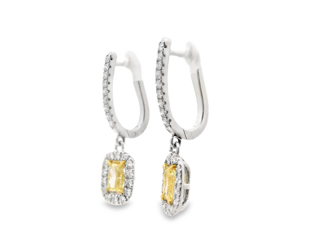 Yellow & White Diamond Dangle Earrings