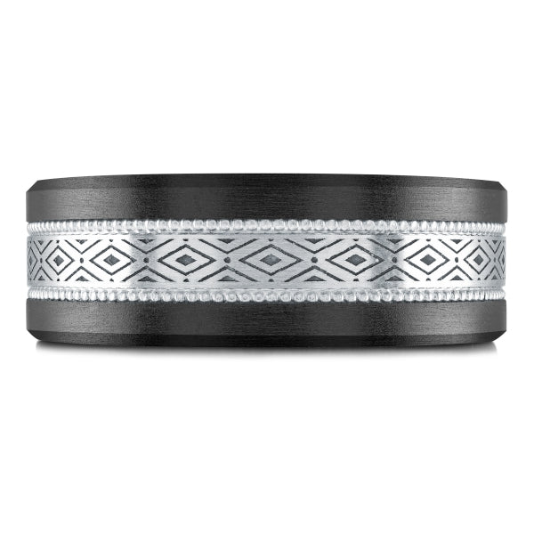 BLACK CARBON FIBER, GOLD & TANTALUM MARDINI WEDDING BAND